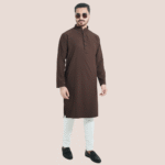 কফি কালার প্রিমিয়াম মাইক্রোস্টিজ সলিড পাঞ্জাবি