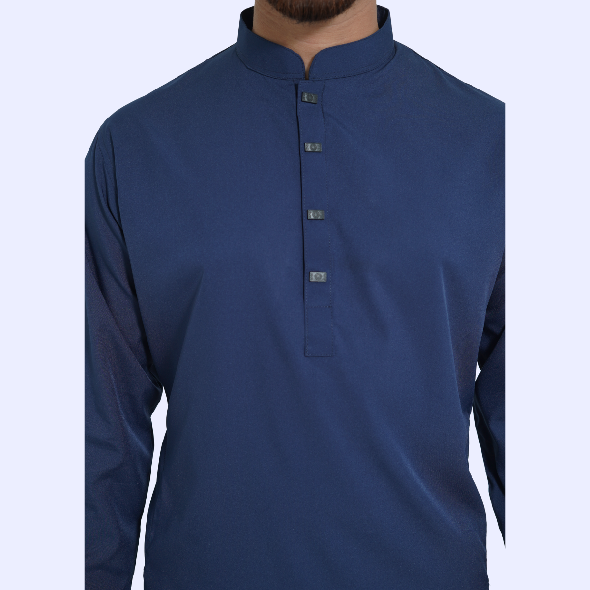 নেভি ব্লু কালার প্রিমিয়াম মাইক্রোস্টিজ সলিড পাঞ্জাবি - Image 2