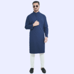 নেভি ব্লু কালার প্রিমিয়াম মাইক্রোস্টিজ সলিড পাঞ্জাবি